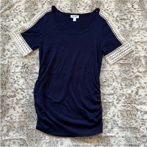 Motherhood maternity boho navy blue shirt